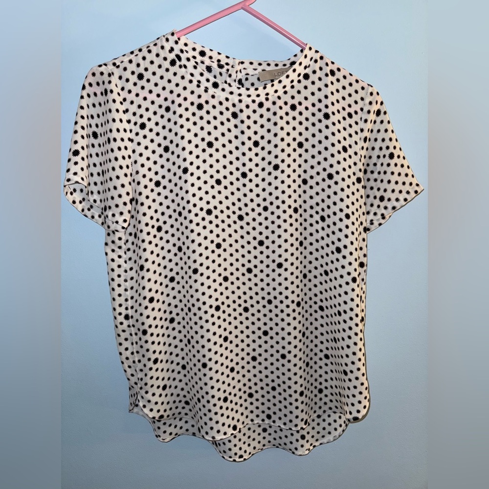 Loft Short Sleeve Blouse - White/Black